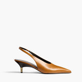 Khaite - Bella Low Pump in Cuoio Glazed Leather