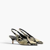 Khaite - Bella Low Pump in Natural Python - Embossed Leather