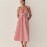 DÔEN - BELLINE DRESS -- ROUGE LA MADDALENA GINGHAM