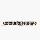 Khaite - Benny Belt with Studs in Black Leather and Gold