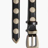 Khaite - Benny Belt with Studs in Black Leather and Gold
