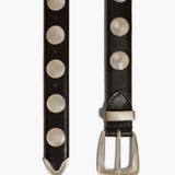 Khaite - Benny Belt with Studs in Black Leather and Silver
