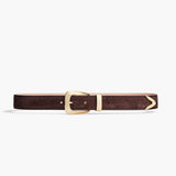 Khaite - Benny Belt in Coffee Suede with Gold