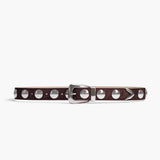 Khaite - Benny Belt with Studs in Coffee Suede and Silver
