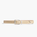 Khaite - Benny Belt in Dark Ivory Pebbled Leather with Silver