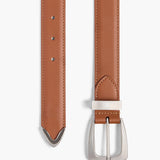 Khaite - Benny Belt in Dark Tan Leather with Silver
