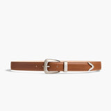Khaite - Benny Belt in Dark Tan Leather with Silver