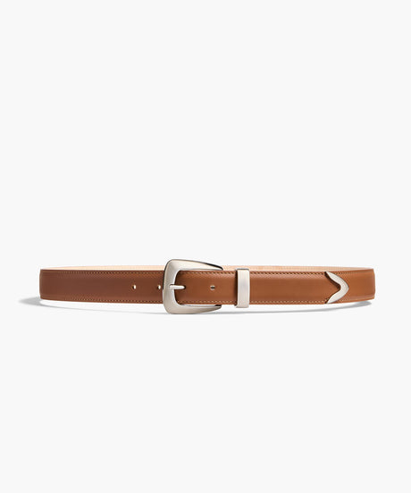 Khaite - Benny Belt in Dark Tan Leather with Silver