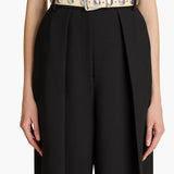 Khaite - Benny Belt with Studs in Dark Ivory Leather and Silver