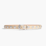 Khaite - Benny Belt with Studs in Dark Ivory Leather and Silver