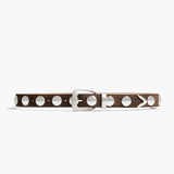 Khaite - Benny Belt with Studs in Ebano Suede with Silver