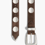 Khaite - Benny Belt with Studs in Ebano Suede with Silver