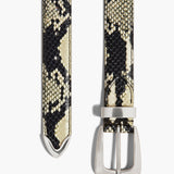 Khaite - Benny Belt in Natural Python-Embossed Leather with Antique Silver
