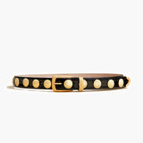 Khaite - Benny Belt with Studs in Black Patent Leather and Gold