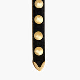 Khaite - Benny Belt with Studs in Black Patent Leather and Gold