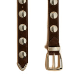 Khaite - Benny Belt with Studs in Coffee Suede and Silver