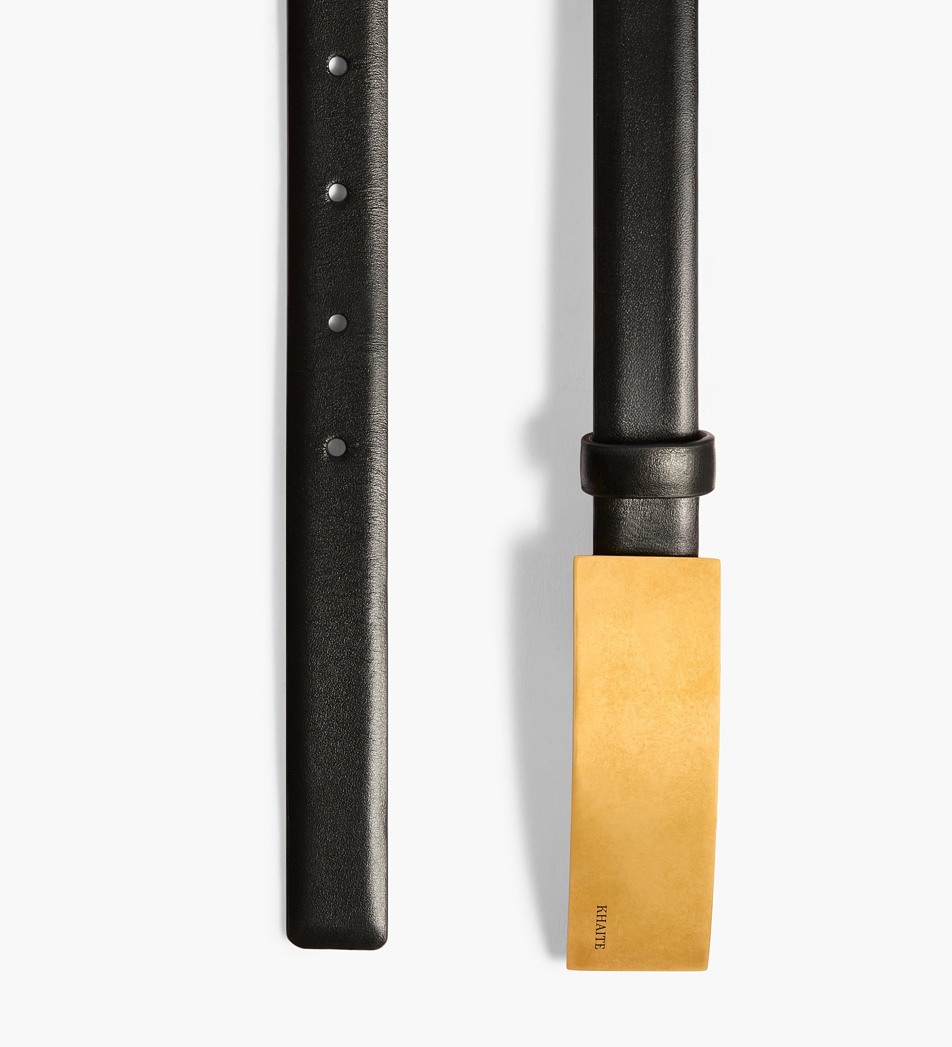 Khaite - Berlin Belt in Black Leather with Antique Gold