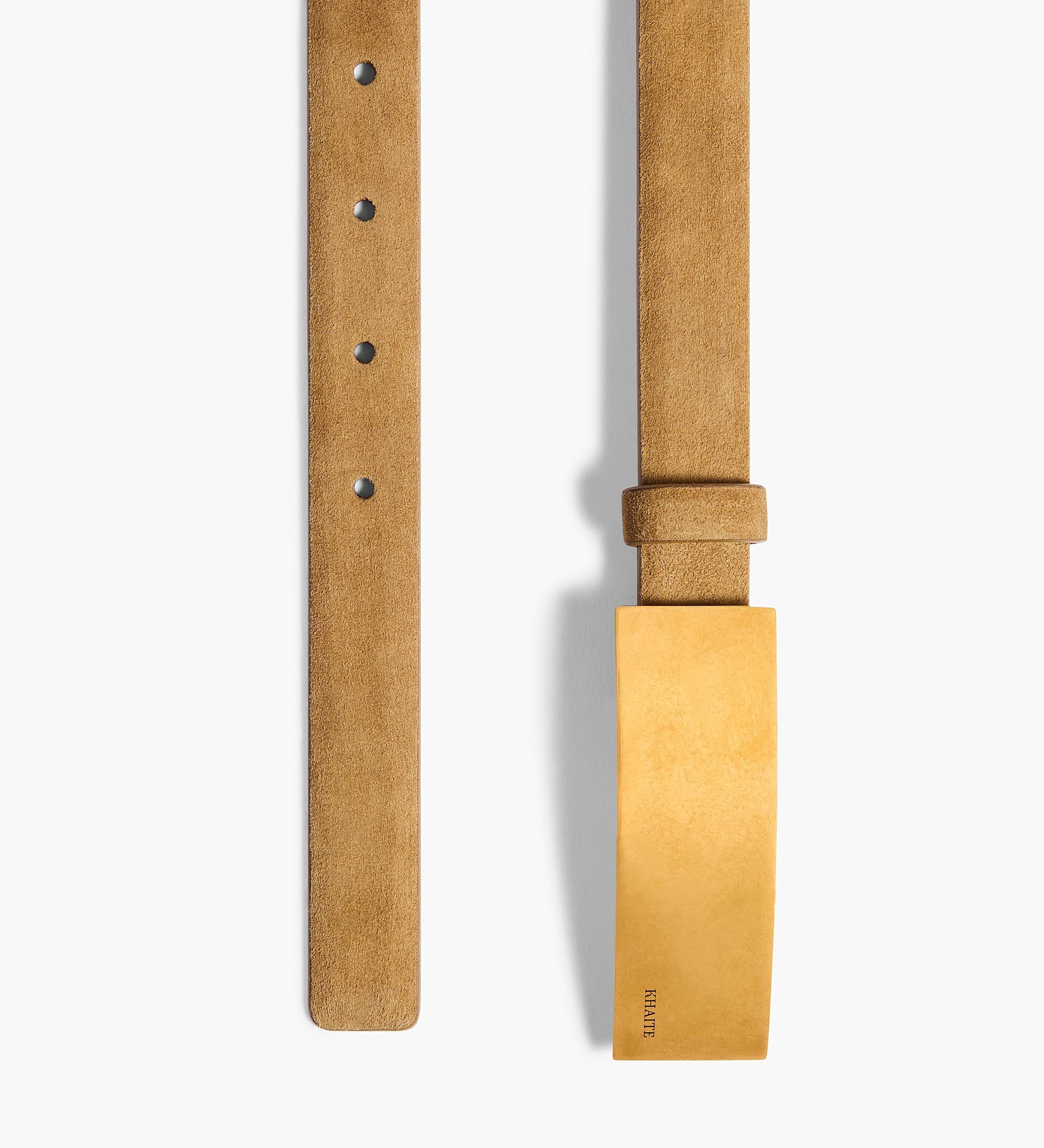 Khaite - Berlin Belt in Mud Suede with Antique Gold