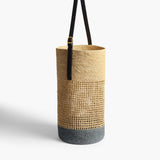 Khaite - Billie Bucket Bag in Natural and Lead Raffia