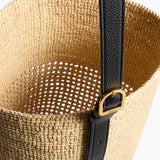 Khaite - Billie Bucket Bag in Natural and Lead Raffia