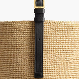 Khaite - Billie Bucket Bag in Natural and Lead Raffia