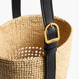 Khaite - Small Billie Bucket Bag in Natural and Lead Raffia