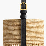 Khaite - Small Billie Bucket Bag in Natural and Lead Raffia