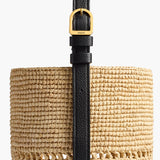 Khaite - Small Billie Bucket Bag in Natural and Lead Raffia