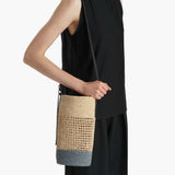 Khaite - Small Billie Bucket Bag in Natural and Lead Raffia