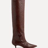 Le Monde Beryl - Babouche Kitten Boot / Castagna Leather Croc Effect