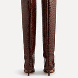 Le Monde Beryl - Babouche Kitten Boot / Castagna Leather Croc Effect