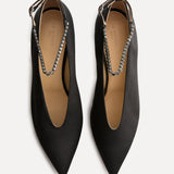 Le Monde Beryl - Babouche Kitten Crystal / Black Satin