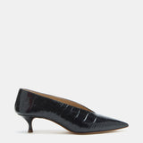 Le Monde Beryl - Babouche Kitten/ Coco Black Leather Croc Effect