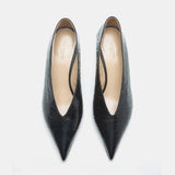 Le Monde Beryl - Babouche Kitten/ Coco Black Leather Croc Effect