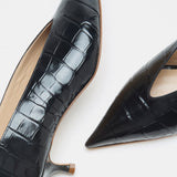 Le Monde Beryl - Babouche Kitten/ Coco Black Leather Croc Effect