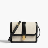 Khaite - Blake Crossbody Bag in Black Leather with Natural Canvas