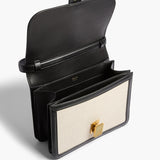 Khaite - Blake Crossbody Bag in Black Leather with Natural Canvas