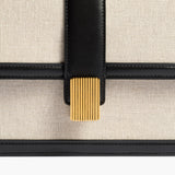Khaite - Blake Crossbody Bag in Black Leather with Natural Canvas