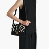 Khaite - Blake Crossbody Bag in Zebra Haircalf and Black Leather