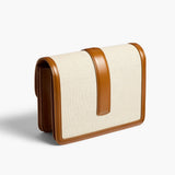 Khaite - Blake Crossbody Bag in Dark Honey Leather with Natural Canvas