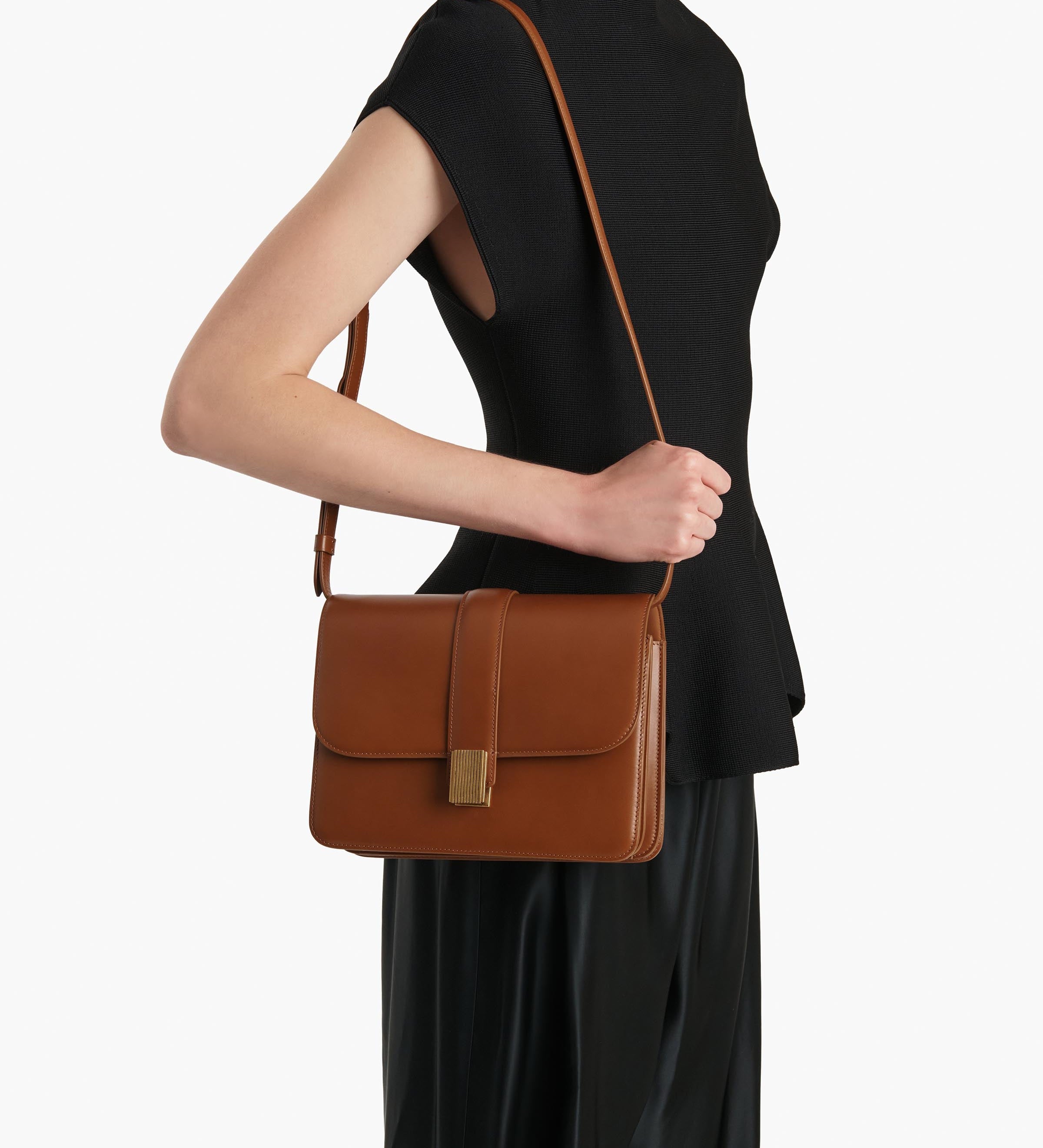 Khaite - Blake Crossbody Bag in Dark Honey Leather