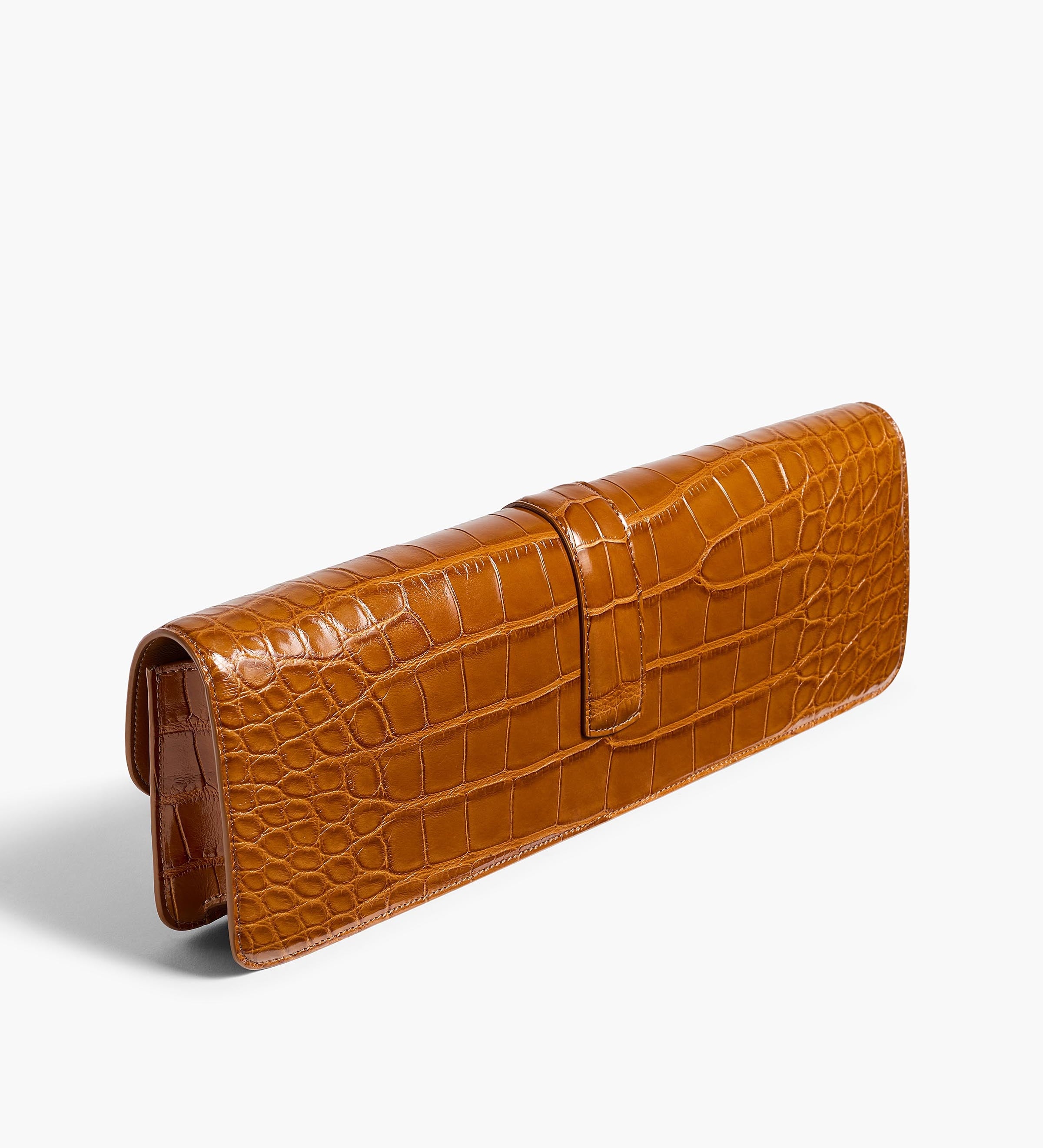 Khaite - Blake Long Clutch in Dark Honey Alligator