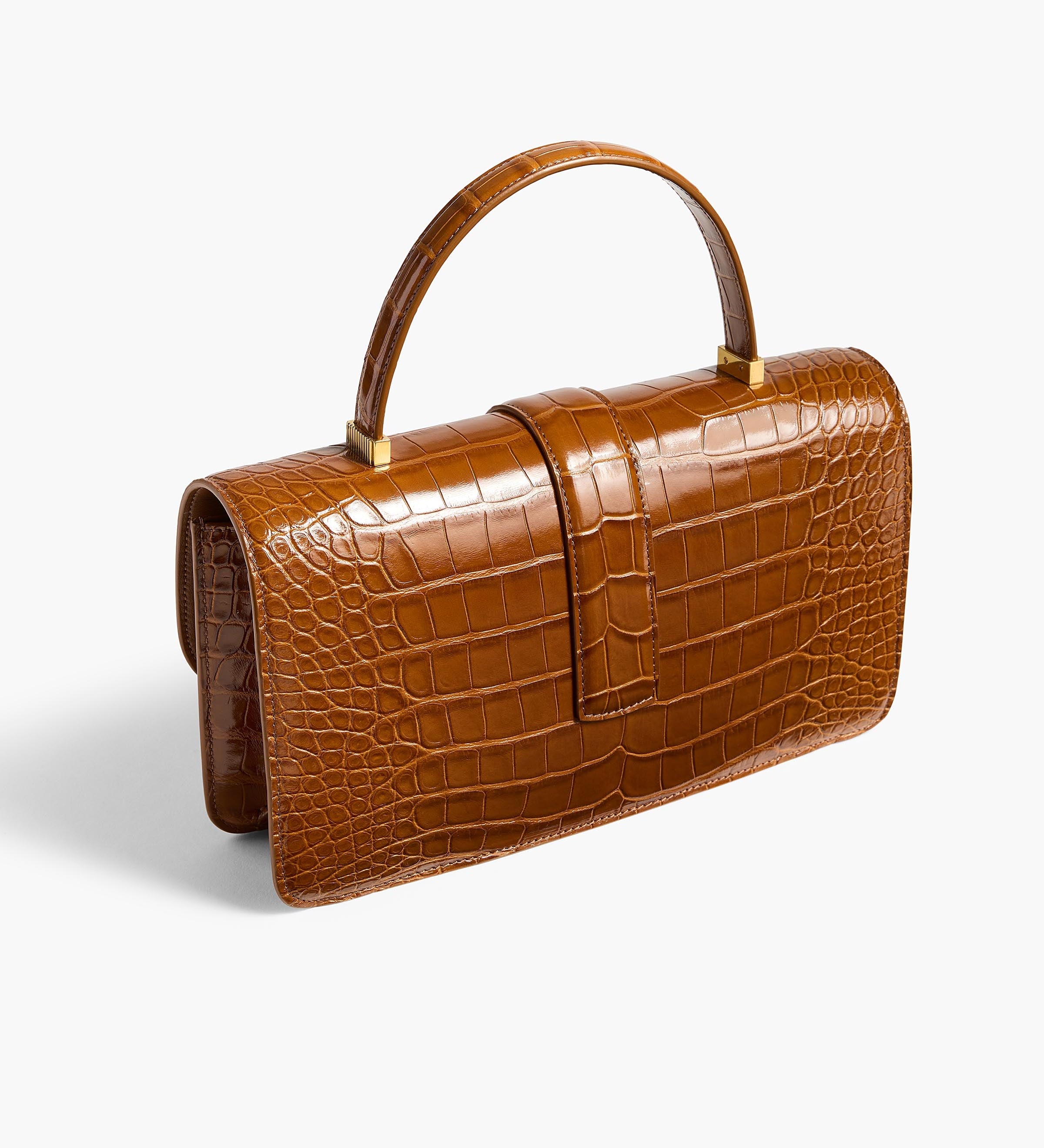 Khaite - Blake Top Handle Bag in Dark Honey Alligator
