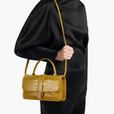 Khaite - Blake Top Handle Bag in Golden Olive Alligator