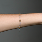 Dorsey - ENAMEL MOISSANITE BRACELET IN BLEUET, 18K GOLD VERMEIL