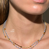 Dorsey - ENAMEL MOISSANITE NECKLACE IN BLEUET, 18K GOLD VERMEIL