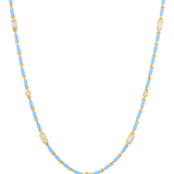 Dorsey - ENAMEL MOISSANITE NECKLACE IN BLEUET, 18K GOLD VERMEIL