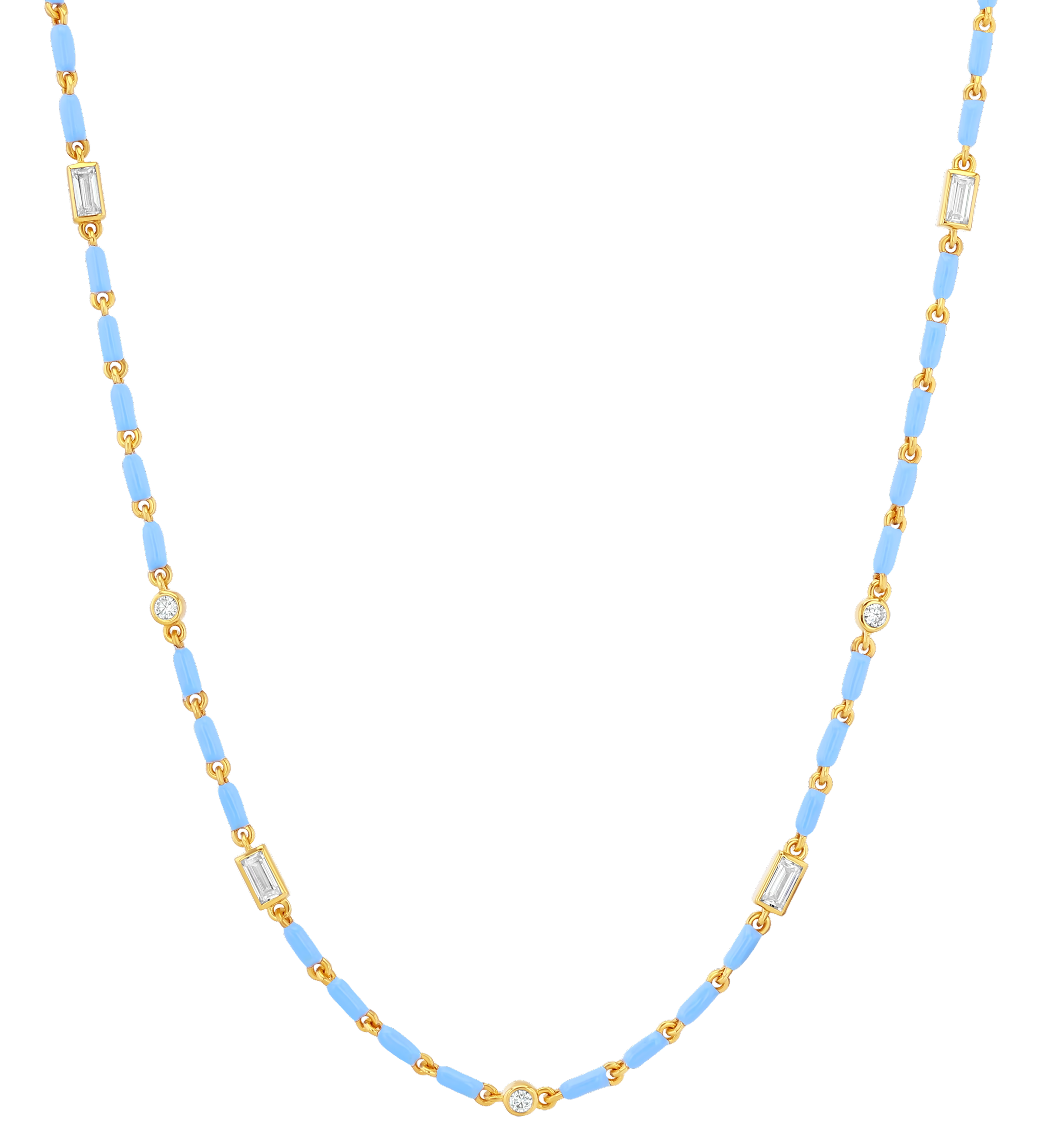 Dorsey - ENAMEL MOISSANITE NECKLACE IN BLEUET, 18K GOLD VERMEIL