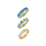 Dorsey - THEODORA DOUBLE TRILLION BLUE TOPAZ SPINEL RING STACK, GOLD