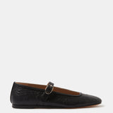 Le Monde Beryl - Ballet Mary Jane / Black Leather Ostrich Effect
